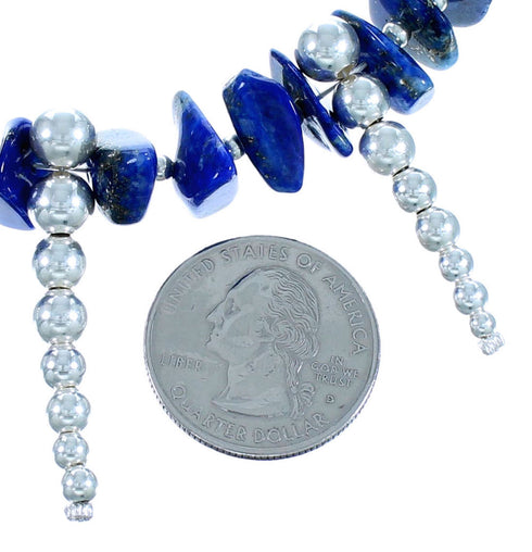 Sterling Silver Lapis And Turquoise Southwest Warrior Bead Necklace LX114221